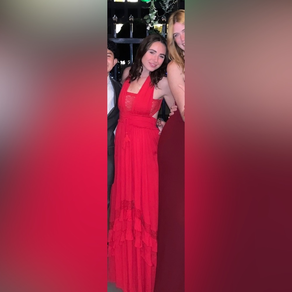 FREE PEOPLE red v-neck maxi dress